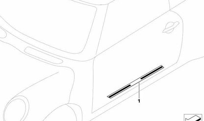 Moldura lateral inferior (paramento de entrada) OEM 51477406647 para MINI R56, R56 LCI, Clubman R55, R55 LCI, Cabrio R57, R57 LCI, Coupé R58, Roadster R59... y más. Original MINI.