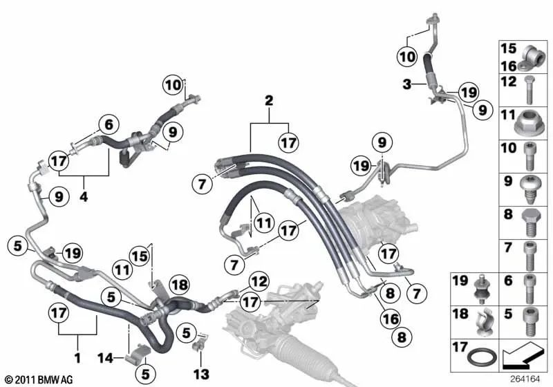 Dynamic Drive Return Pipe per BMW F07, F10, F11, F06, F12, F13, F01N, F02N (OEM 32416791633). BMW originale.