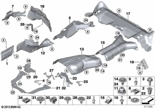 Rear silencer heat insulation for BMW E70, E71 (OEM 51487205150). Original BMW