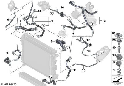 Línea de retorno de calefacción OEM 17127536485 para BMW X5 G05, X6 G06, X7 G07, X5 M F95... y más. Original BMW.