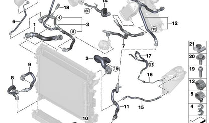 Línea de retorno de calefacción OEM 17127536485 para BMW X5 G05, X6 G06, X7 G07, X5 M F95... y más. Original BMW.