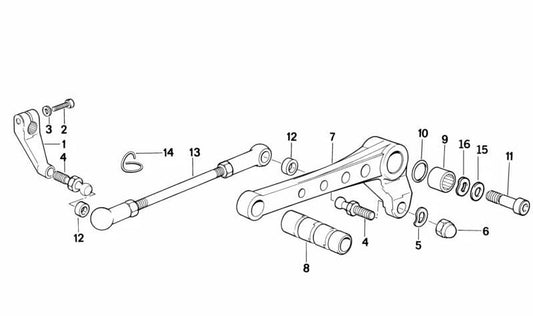 Varilla de conexión OEM 23411464054 para motos BMW K1, K 100 RS. Original BMW Motorrad.