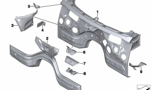 Soporte derecho del tabique separador OEM 41117267122 para BMW X3 F25, X4 F26. Original BMW.