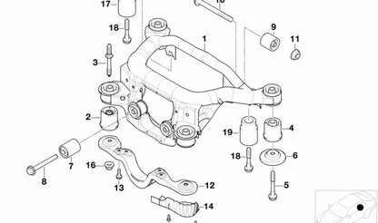 Silentblock trasero OEM 33316770781 para BMW E46, E83, E85, E86, E89. Original BMW.