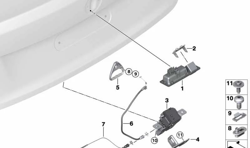 Cable de emergencia OEM 51247304561 para BMW F22, F22N, F23, F23N, F87, F87N. Desbloqueo manual del maletero. Original BMW.