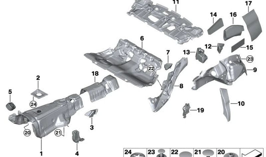 Aislante acústico maletero derecho OEM 51489501818 para BMW G80, G80N. Original BMW.