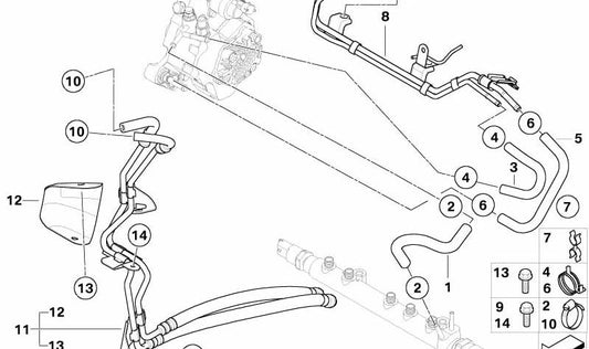 Manguera de combustible OEM 13537799448 para MINI R50 One (modelos entre 2003 y 2006). Recambio original MINI.