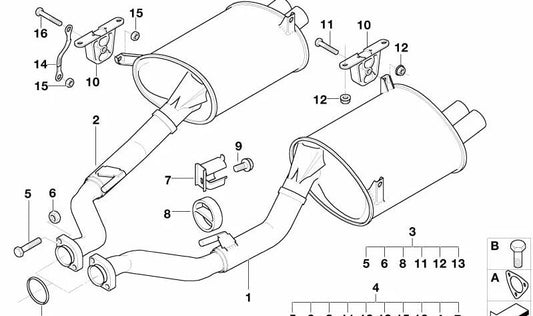 Rear Right Silencer for BMW F07, F10, F11, F06, F12, F13, F01N, F02N (OEM 18101404318). Original BMW