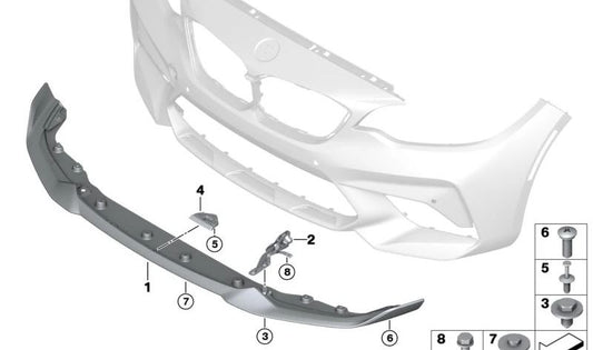 Splitter delantero de carbono OEM 51118078455 para BMW Serie 2 F87N (M2 Competition). Pieza aerodinámica original BMW.