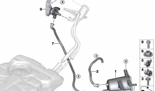 Tubo de ventilación OEM 16137356532 para BMW G11, G12 (740e, 745e, 740Le, 740Le xDrive, 745Le). Original BMW.