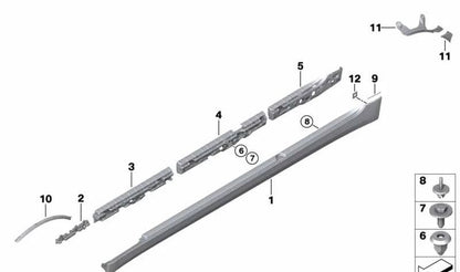 Extensión de paso de rueda delantero derecho OEM 51137435062 para BMW G30, G31. Original BMW.