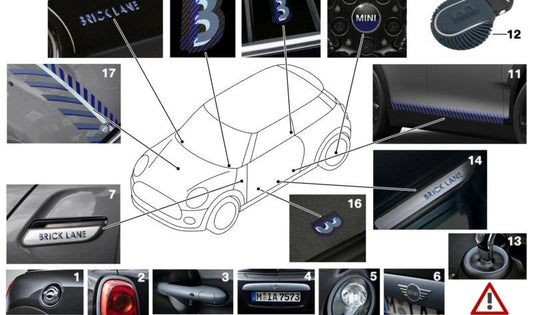 Anillo embellecedor consola central interior Frozen Blue OEM 51165A45BD0 para MINI F56, F55, Clubman F54, Cabrio F57, Countryman F60... y más. Original MINI.