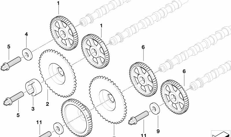 Couplage de distribution OEM 11312248535 pour BMW E38, E65. BMW d'origine.