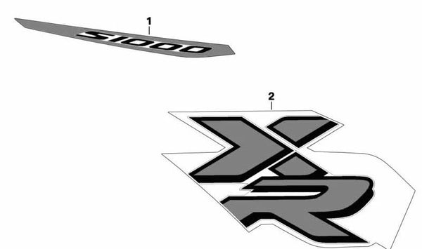 Inscripción izquierda "S1000 XR" OEM 51149443431 para moto BMW S 1000 XR (K69) 2018-2023. Original BMW Motorrad.