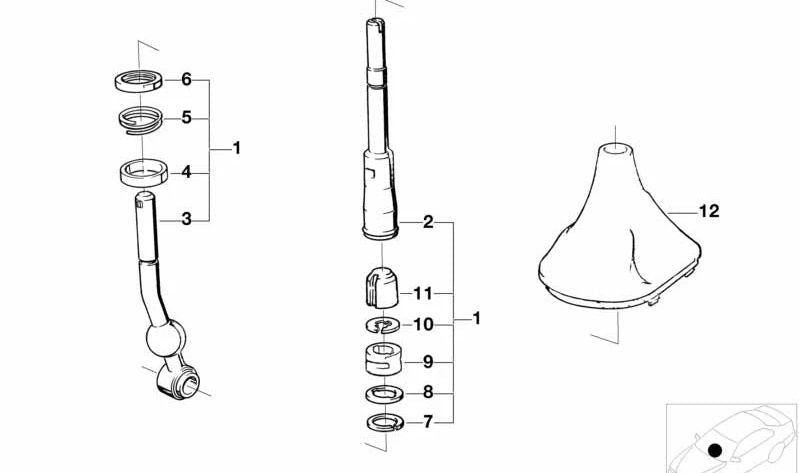 OEM -Änderungshebel 25111220255 für BMW E21, E30, E28. Originaler BMW Ersatz.