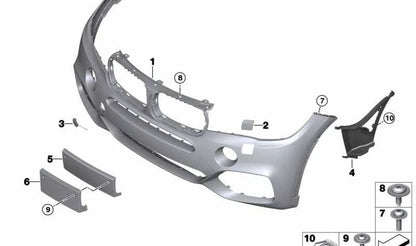 Tapa gancho de remolque imprimada OEM 51118060131 para BMW X5 F15 (todos los modelos: sDrive25d, xDrive25d, xDrive28i, xDrive30d). Original BMW.