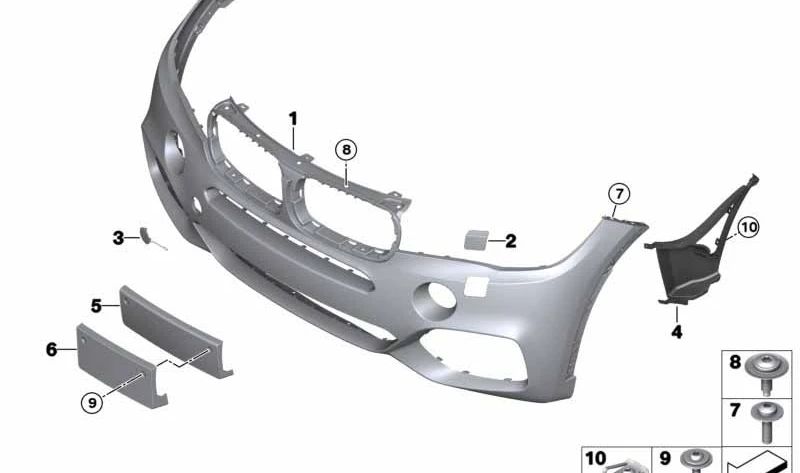 Tapa conducto de aire derecha OEM 51118056306 para BMW F15. Pieza original BMW.