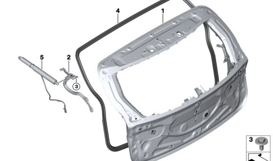 Bisagra izquierda del portón trasero OEM 41629625817 para BMW Serie 3 (E46). Original BMW.