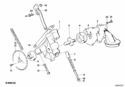 BMW Pompa della pompa dell'olio 3 E21, E30 Series 5 E28 (OEM 11411286492). BMW originale