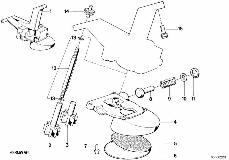 Tapa de la bomba de aceite para BMW Serie 3 E21, E30 Serie 5 E28, E34 (OEM 11411273084). Original BMW