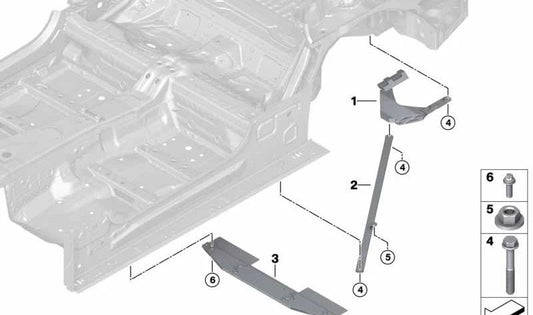 Soporte de unión túnel trasero OEM 51717430751 para BMW G30, G31, G14. Original BMW.
