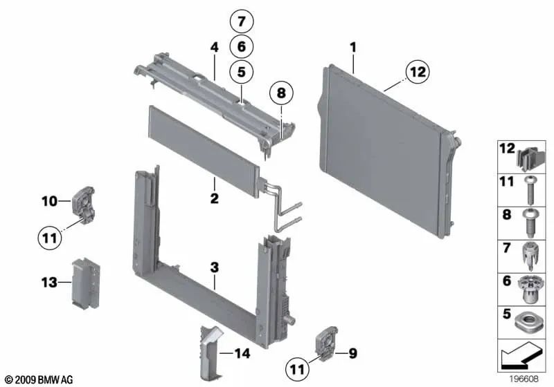 Porteur de module inférieur pour la série BMW 5 F10, F11, F18, F18N, 7 F01, F01N, F02, F02N (OEM 17117573264). BMW d'origine.