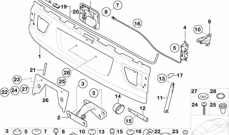 Soporte de matrícula trasero OEM 51137176632 para BMW Serie 1 E82, E87 LCI, Serie 3 E90 LCI, E92, E93 y MINI R56, F56, F55, F57, F60... y más. Original BMW y MINI.