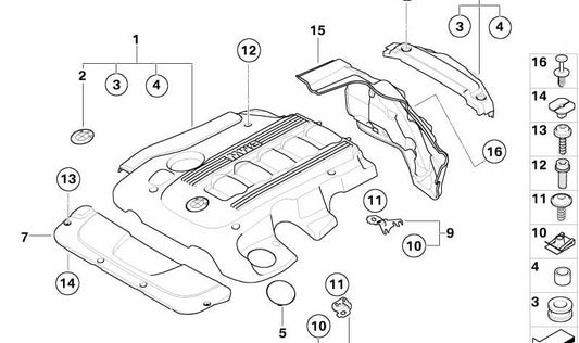 Radiator Cover for BMW E65, E66 (OEM 11147788914). Original BMW