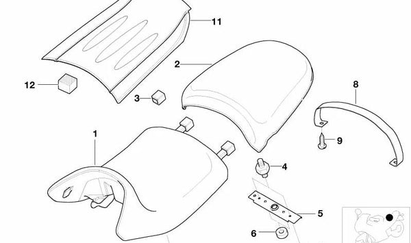 Cubierta de protección OEM 71607658542 para BMW Motorrad R 1200 (K25, K27, K28, K29, K30, K31, K32, K33, K50, K51, K52, K53, K54). Original BMW Motorrad.