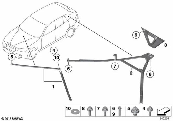 Asiento tirante OEM 51717160377 para BMW Serie 3 E91, E91 LCI, X1 E84. Original BMW.