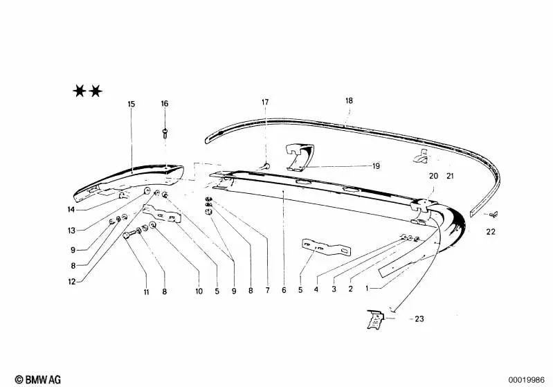 Bumper molding for BMW 3 series E46, F30, F80 (OEM 51121814696). Genuine BMW