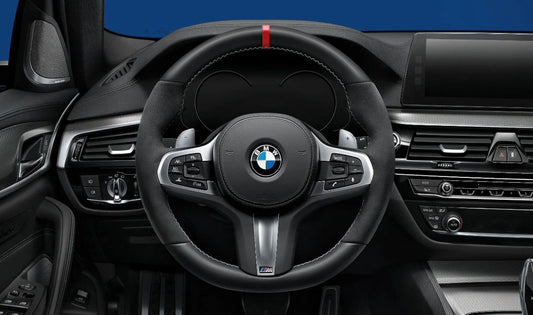 Volante deportivo M Performance OEM 32302457070 para BMW G01 (X3) y G02 (X4). Compatible con modelos M40d. Acabado en Alcántara y cuero, con detalles deportivos. Original BMW.