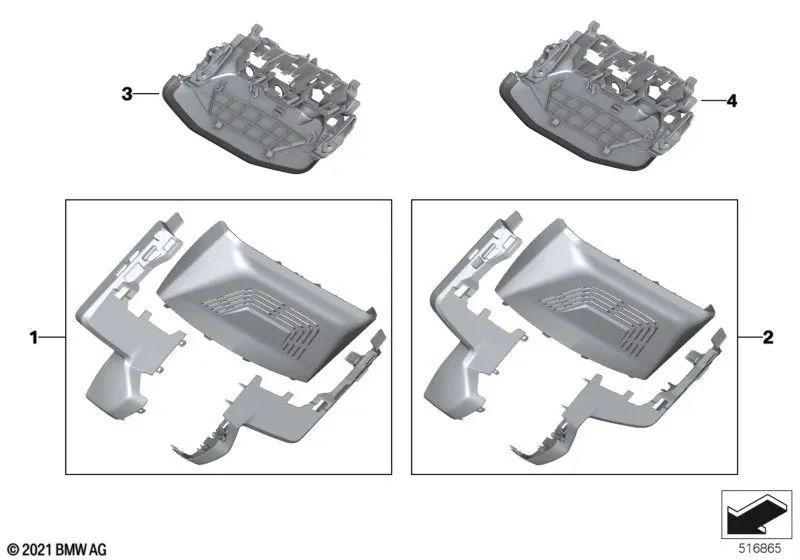 Jeu de couvertures pour les bases miroirs pour BMW I20 (OEM 51165A3B1A2). BMW d'origine