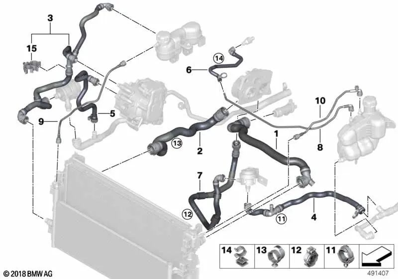Kältemittelschlauch für BMW F45, F45N Serie 2, X1 F48N, F49, F49N, X2 F39 (OEM 17127645520). Original BMW