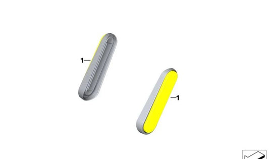 Reflector catadióptrico amarillo lateral delantero OEM 63149467625 para BMW Motorrad R18, R18 Classic, R18 B, R18 Transcontinental. Original BMW Motorrad.