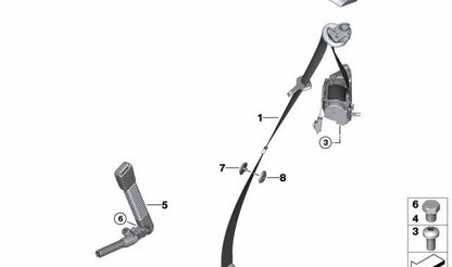 Guía cinturón seguridad izquierda OEM 72117054607 para BMW Z4 E85 (todos los modelos compatibles). Original BMW.
