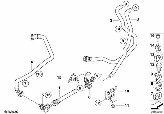 Water hose for BMW X5 E70, X6 E71 (OEM 64216945269). Original BMW