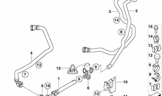 Soporte para válvula de agua OEM 64116973042 para BMW X5 E70 y X6 E71. Pieza original BMW.
