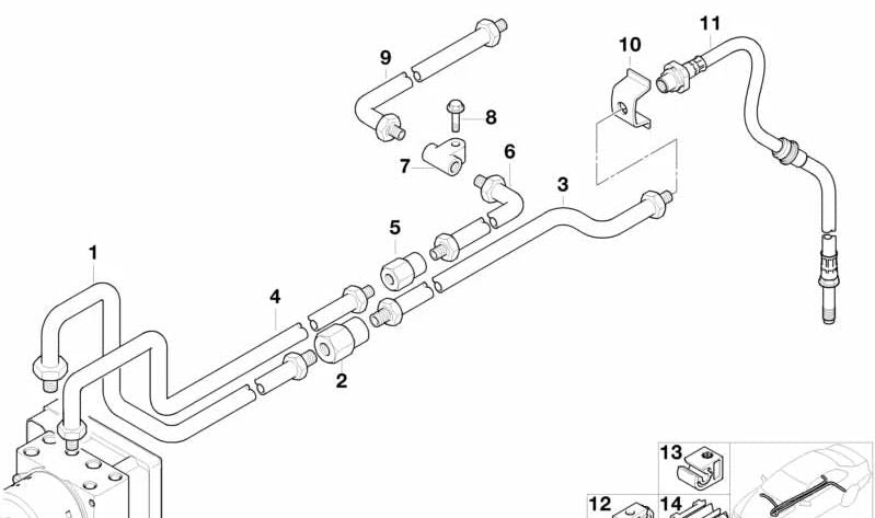 OEM rear brake tube 34326754602 for BMW E36 and Z3. Original BMW.