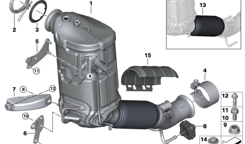 Barra para BMW Série 1 F40, Série 2 F44, F45N, F46N, X1 F48, F48N, X2 F39, MINI F54, F55, F56, F57, F60 (OEM 18328580249). BMW original