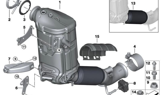 Bar for BMW Series 1 F40, Series 2 F44, F45N, F46N, X1 F48, F48N, X2 F39, MINI F54, F55, F56, F57, F60 (OEM 18328580249). Genuine BMW