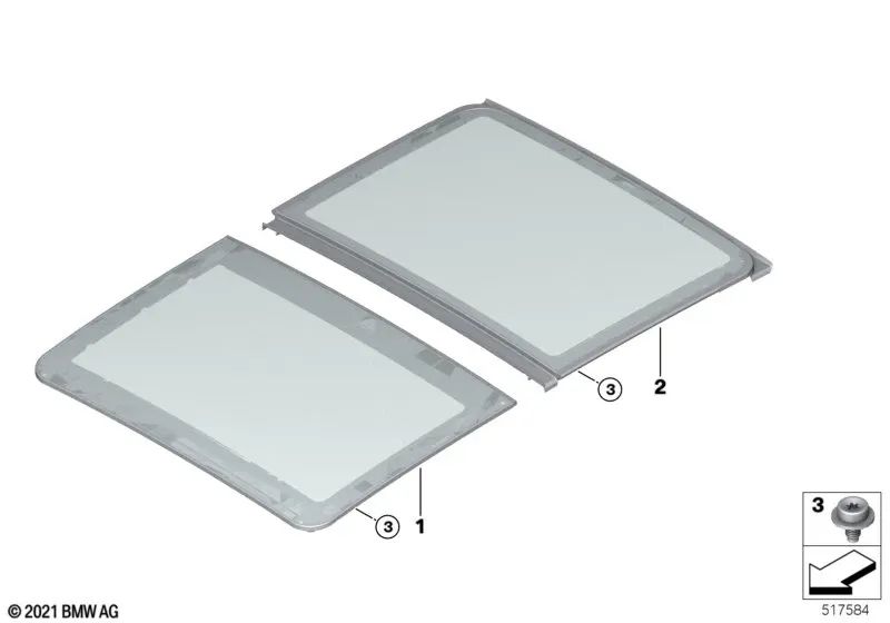 Tapa de vidrio trasero OEM 54125A3C148 para BMW X1 U11, MINI Countryman U25. Original BMW y MINI.