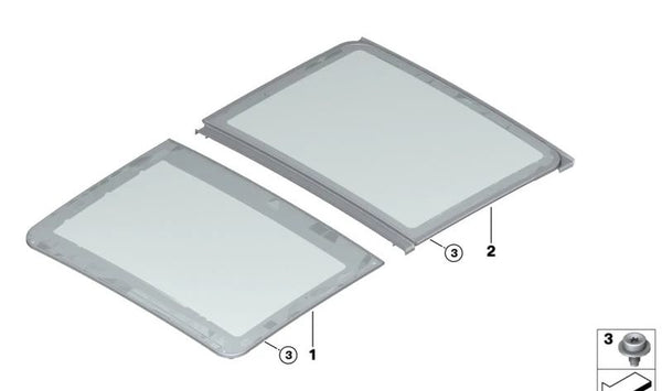 Cristal de techo solar trasero OEM 54105A17EA7 para BMW Serie 2 Active Tourer (U06). Original BMW.