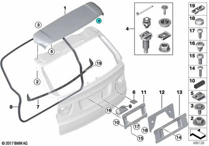 Tailgate Seal for BMW X5 E70, E70N (OEM 51767177284). Original BMW