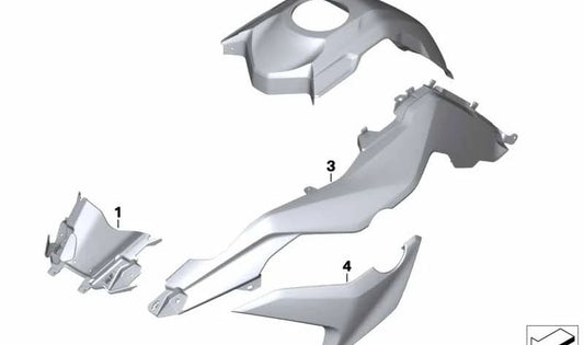 Cubierta del depósito centro BLACKSTORM MET. OEM 46619480205 para motos BMW F750GS, F850GS, F800GS, F900GS. Original BMW Motorrad.