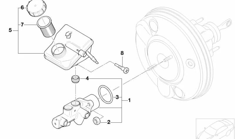 Cilindro principal de freno OEM 34336785667 para MINI R50, R53, Cabrio R52. Original MINI.