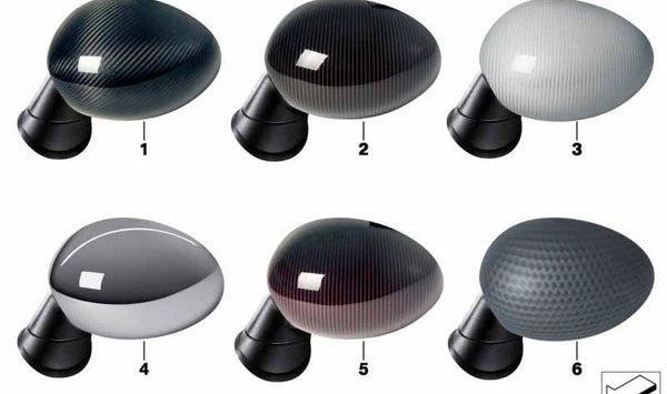 Cubierta de espejo derecho OEM 51167296152 en color MINI Yours Soda para MINI R55, R56, R57, R58, R59, R60, R61… y más. Original MINI.