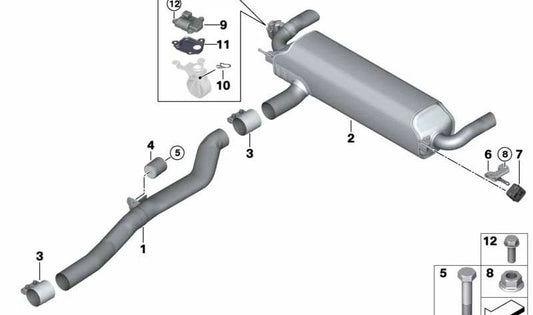 Tubo intermedio OEM 18308635590 para BMW Serie 7 G12 y G12 LCI. Pieza original BMW.