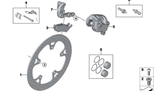 Spielelemente, die die Heckbremsenpillen befestigen 34217108471 für BMW R1300GS -Motorräder, R1300GS -Abenteuer. Originaler BMW Motorrad.
