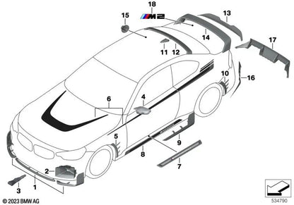 Towing strap for BMW F40, F87, G42, G87, G20, G21, G28, G23 (OEM 72155A709F6). Genuine BMW